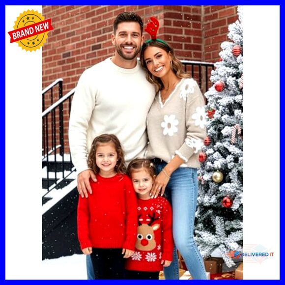 V-Neck Ribbed Knit Pullover Sweater Fuzzy Floral Pattern Cozy Casual Tops - Picture 5 of 7